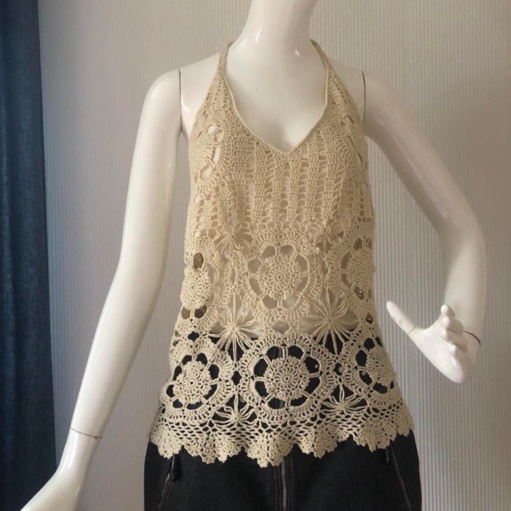 Comfy, crocheted, cream colored top